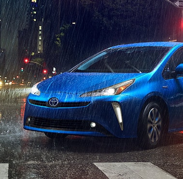 Toyota Prius in the rain